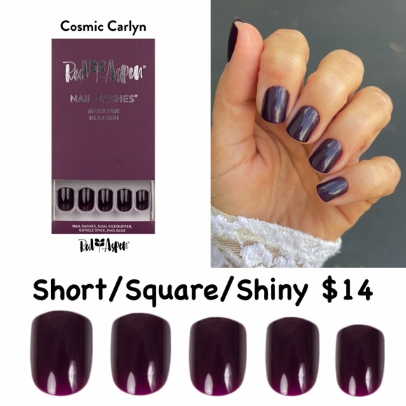 Red Aspen Short Square Press On Nails Purple Bundle 5 Sets | NIB - Picture 5 of 12
